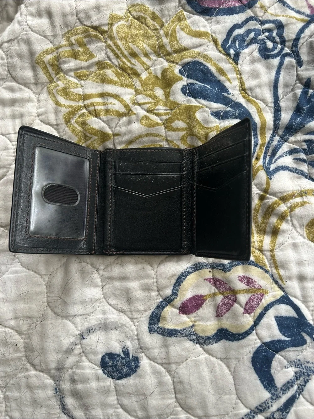 Fossil Black Leather Bifold Card & Key Holder